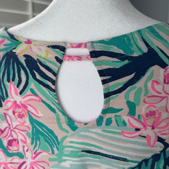 Lilly Pulitzer Blouse Top Floral Pink and Green Size Medium Flowy Sleeves - Picture 7 of 9